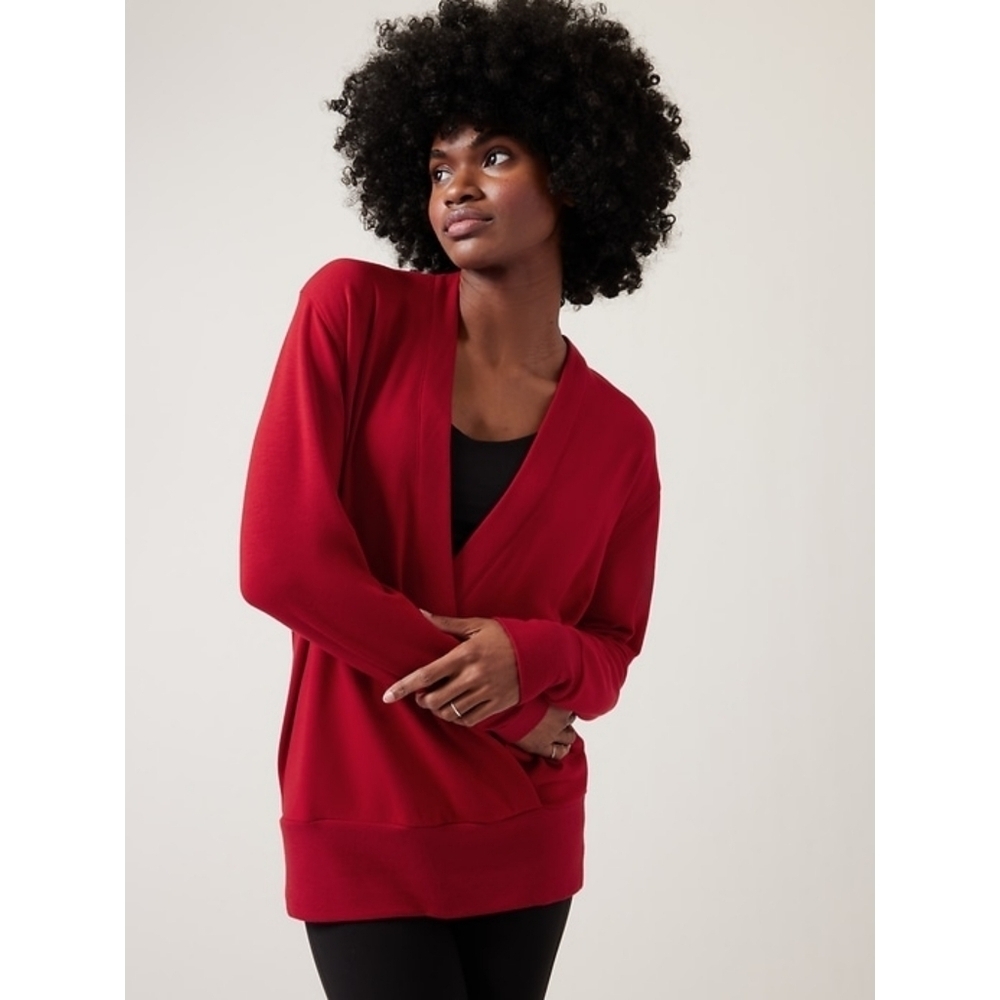 Athleta Purana V-neck Red Sweatshirt Size Small
